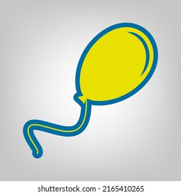 Balloon sign illustration. Icon in colors of Ukraine flag (yellow, blue) at gray Background. Illustration.