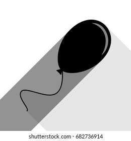 Balloon sign illustration. Vector. Black icon with two flat gray shadows on white background.