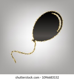 Balloon sign illustration. Vector. Blackish icon with golden stars at grayish background.