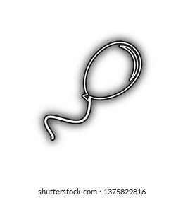 Balloon sign illustration. Vector. Double contour black icon with soft shadow at white background. Isolated.
