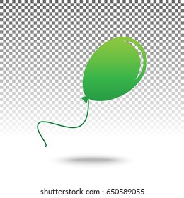 Balloon sign illustration. Vector. Green gradient icon with shadow at bottom on transparent and white background.