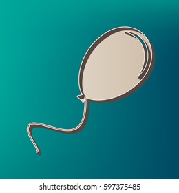Balloon sign illustration. Vector. Icon printed at 3d on sea color background.