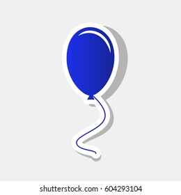 Balloon sign illustration. Vector. New year bluish icon with outside stroke and gray shadow on light gray background.