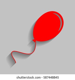Balloon sign illustration. Vector. Red icon with soft shadow on gray background.