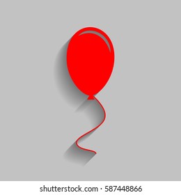Balloon sign illustration. Vector. Red icon with soft shadow on gray background.