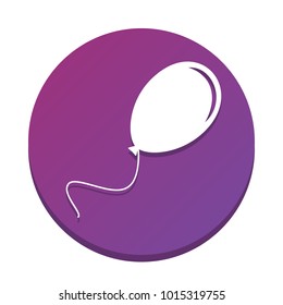 Balloon sign illustration. Vector. White icon with flat shadow on purpureus circle at white background. Isolated.
