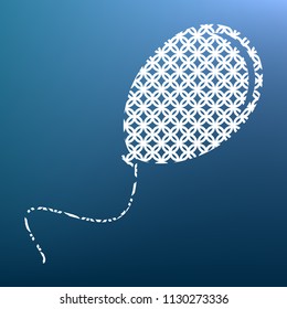 Balloon sign illustration. Vector. White textured icon at lapis lazuli gradient background.