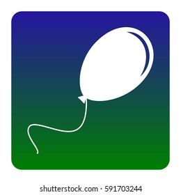 Balloon sign illustration. Vector. White icon at green-blue gradient square with rounded corners on white background. Isolated.