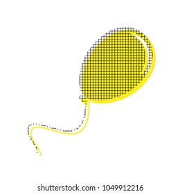 Balloon sign illustration. Vector. Yellow icon with square pattern duplicate at white background. Isolated.