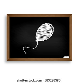 Balloon sign illustration. White chalk icon on black school board