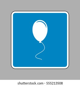 Balloon sign illustration. White icon on blue sign as background.