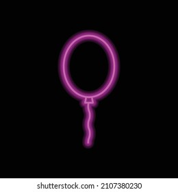 Balloon simple icon vector. Flat desing. Purple neon on black background.ai