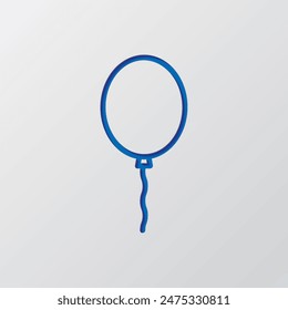Balloon simple icon vector. Flat design. Paper cut design. Cutted blue symbol with shadow. Gray background.ai