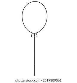 Balloon single line art, continuous one line drawing of  Isolated outline vector icon 