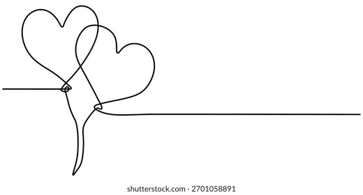 Balão de uma única arte de linha, desenho contínuo de uma linha da ilustração isolada de vetor de contorno. 