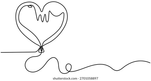  Globo de una sola línea de arte, dibujo continuo de una línea de Ilustración vectorial de contorno aislado. 