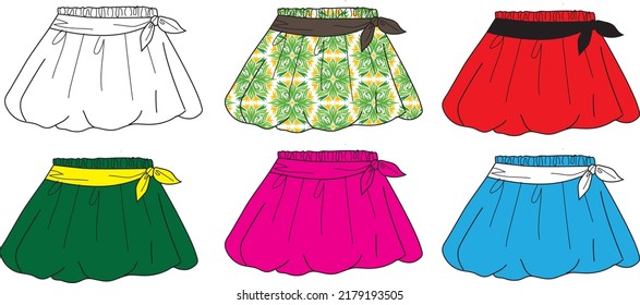 balloon skirts in many styles. baby skirts colorful many styles flat design template