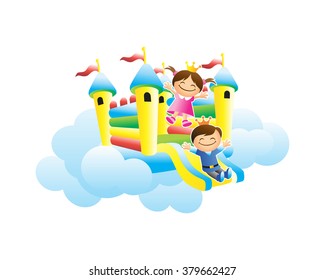 balloon sky cloud cheerful castle image icon vector
