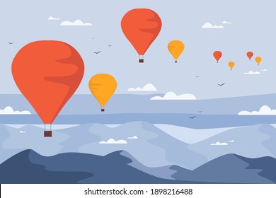 Balloon Sky Landscape - Vector Stock Illustration 