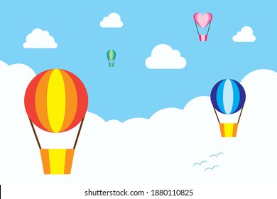 Balloon in the sky. let us travel and  go adventure