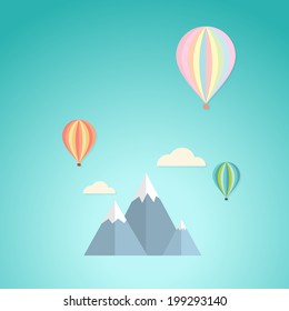 Balloon in the sky and mountain retro