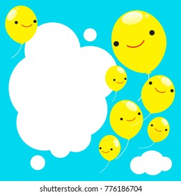balloon sky smile pattern happy yellow frame