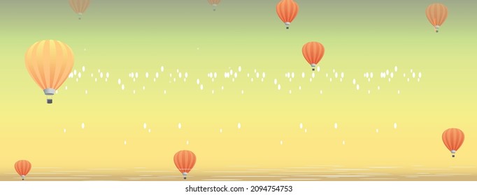 balloon in the sky,banner background with a frame for your text