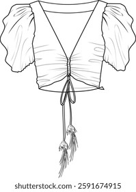balloon sleeve blouse with gathered front