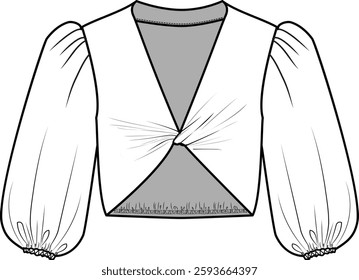 balloon sleeve blouse with knotted front