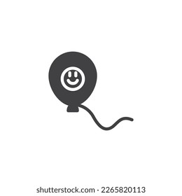 Balloon with smile vector icon. filled flat sign for mobile concept and web design. Flying balloon with rope glyph icon. Symbol, logo illustration. Vector graphics