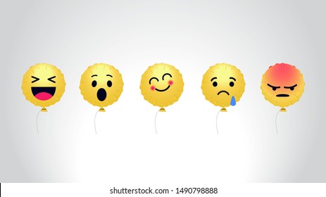 Balloon smiley realistic balloon style social icons.