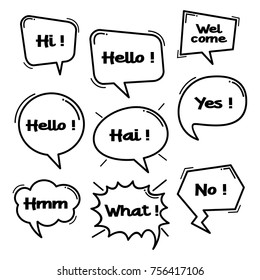 balloon speech bubbles set with short messages vector illustration