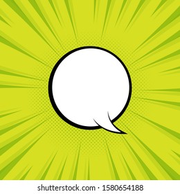 Balloon Speech with Comic Style, Circle Cloud and Green Background