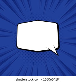 Balloon Speech with Comic Style, Hexagon Cloud and Blue Background