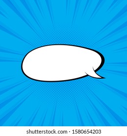 Balloon Speech with Comic Style, Oval Cloud and Light Blue Background