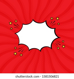Balloon Speech with Comic Style. Pop Art with Star and Red Background