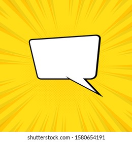 Balloon Speech with Comic Style, Square Cloud and Yellow Background