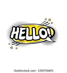 Balloon Speech with Pop Art Comic Style and HELLO Text