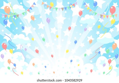 Balloon and star and blue sky background