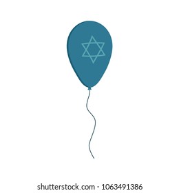 Balloon with star of david shape icon in flat design. Israel Independence Day holiday concept.