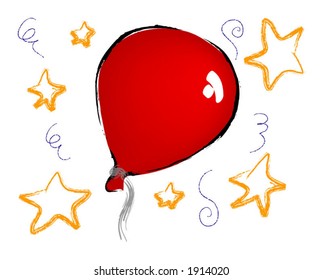 balloon and stars