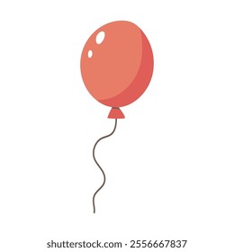 Balloon with string,decorative air-filled celebration design for party,Birthday party flat decoration,festive symbol,holiday anniversary design.Isolated.Vector illustration.