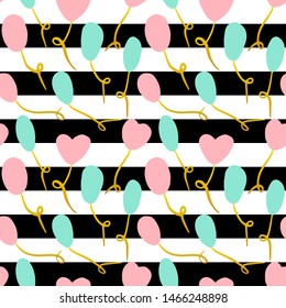 Balloon Stripe Seamless Pattern. Vector Illustration of Trendy Greeting Background.