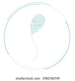 The balloon symbol filled with teal dots. Pointillism style. Vector illustration on white background