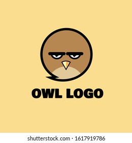 Balloon Text Shaped Cartoon Owl Logo