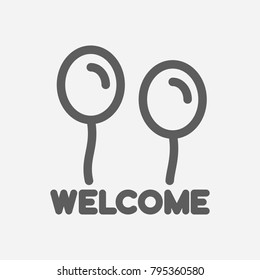 Balloon text welcome icon line symbol. Isolated vector illustration of greeting design sign concept for your web site mobile app logo UI design.