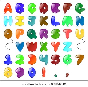 Balloon themed Alphabet (including numbers and some punctuation).