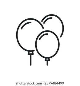 Balloon thin line icons. Perfect pixel on transparent background
