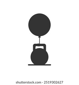 Balloon tied to a kettlebell. Vector silhouette.