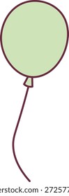 Globo con cuerda atada que se desplaza hacia arriba, delineado con un trazo audaz y un contorno limpio. Símbolo de celebración, alegría, sentimiento de fiesta y ligereza. Ilustración vectorial de dibujos animados.